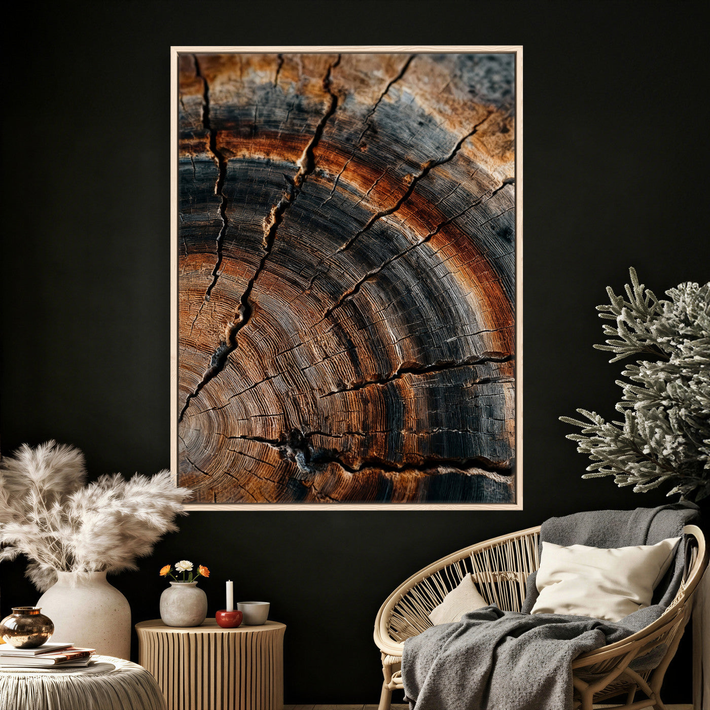 Abstract Tree Rings Wall Art Canvas Print Wood Grain Rings