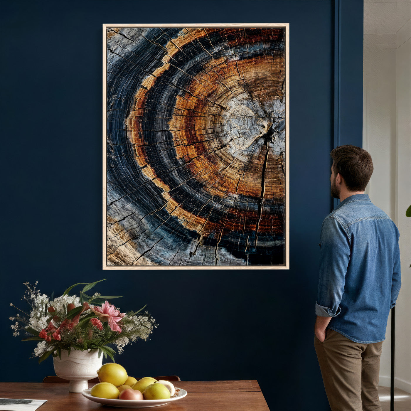 Abstract Wood Grain Canvas Print, Tree Ring Pattern Wall