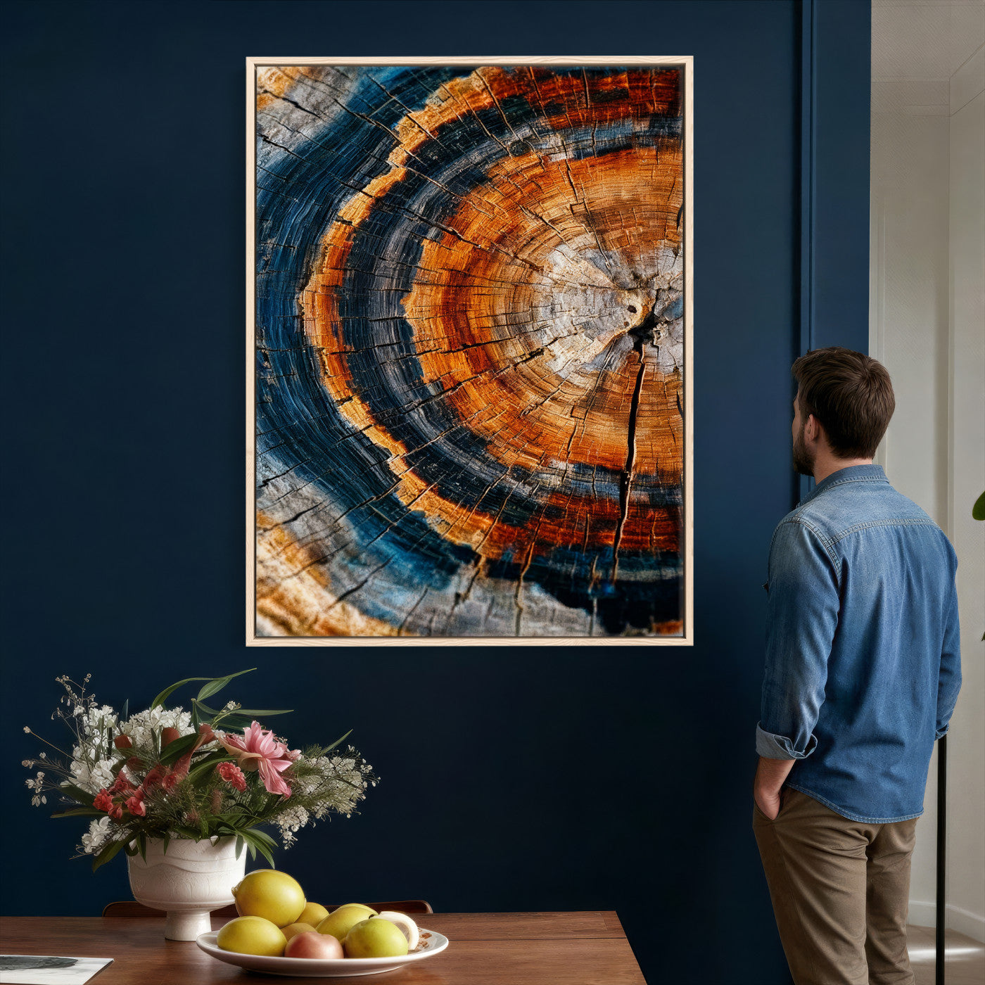 Abstract Wood Grain Canvas Print, Tree Ring Pattern Wall
