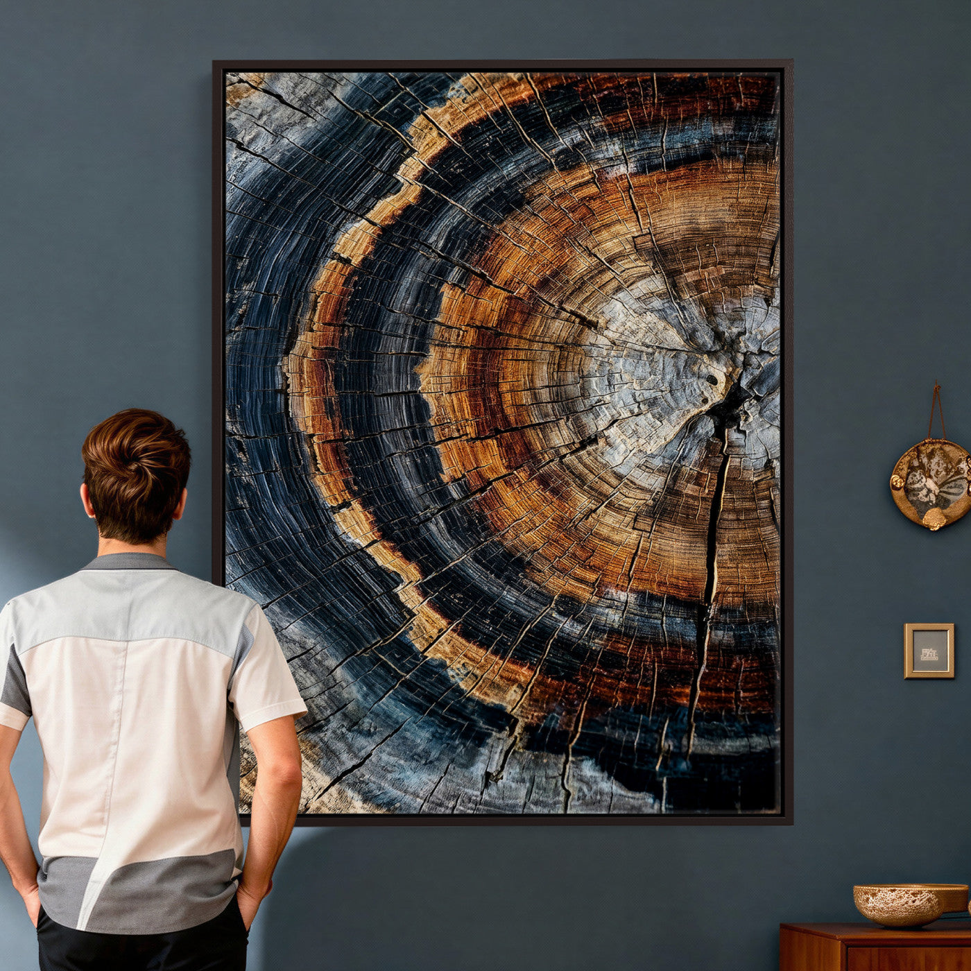 Abstract Wood Grain Canvas Print, Tree Ring Pattern Wall