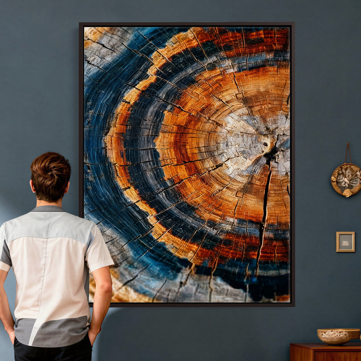 Abstract Wood Grain Canvas Print, Tree Ring Pattern Wall