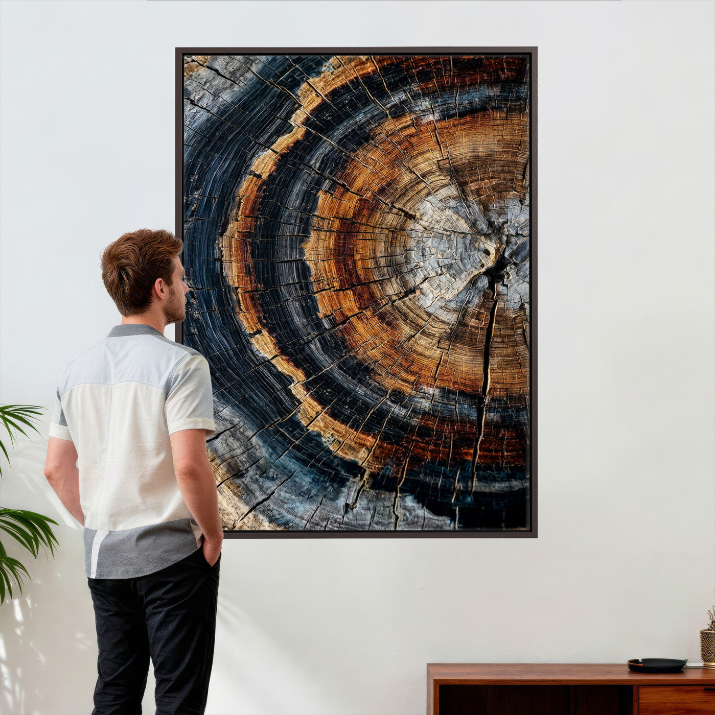 Abstract Wood Grain Canvas Print, Tree Ring Pattern Wall
