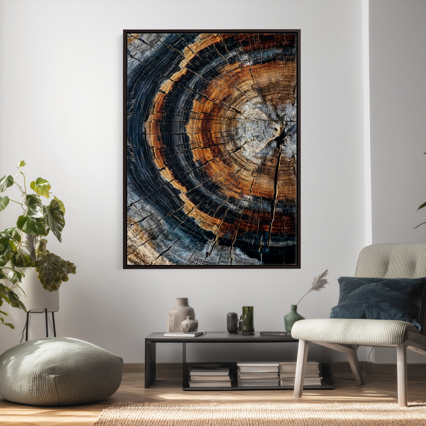 Abstract Wood Grain Canvas Print, Tree Ring Pattern Wall