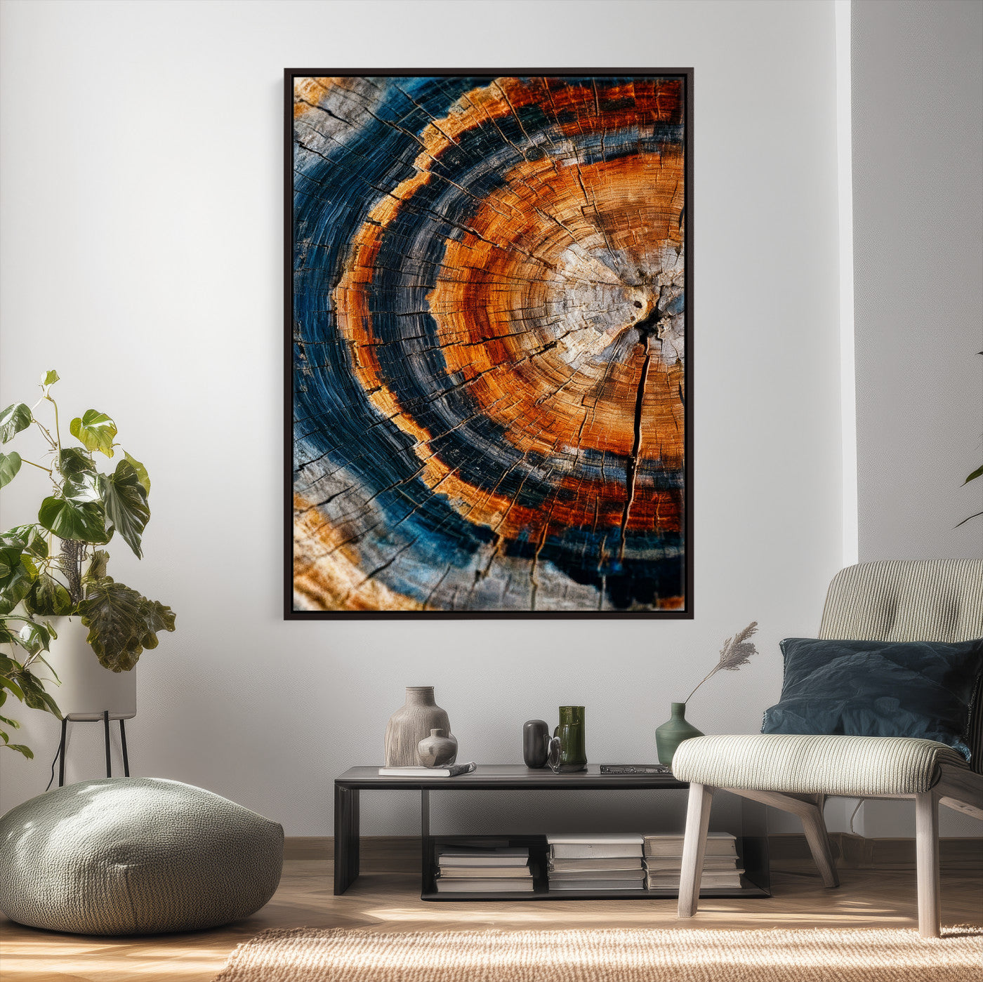 Abstract Wood Grain Canvas Print, Tree Ring Pattern Wall