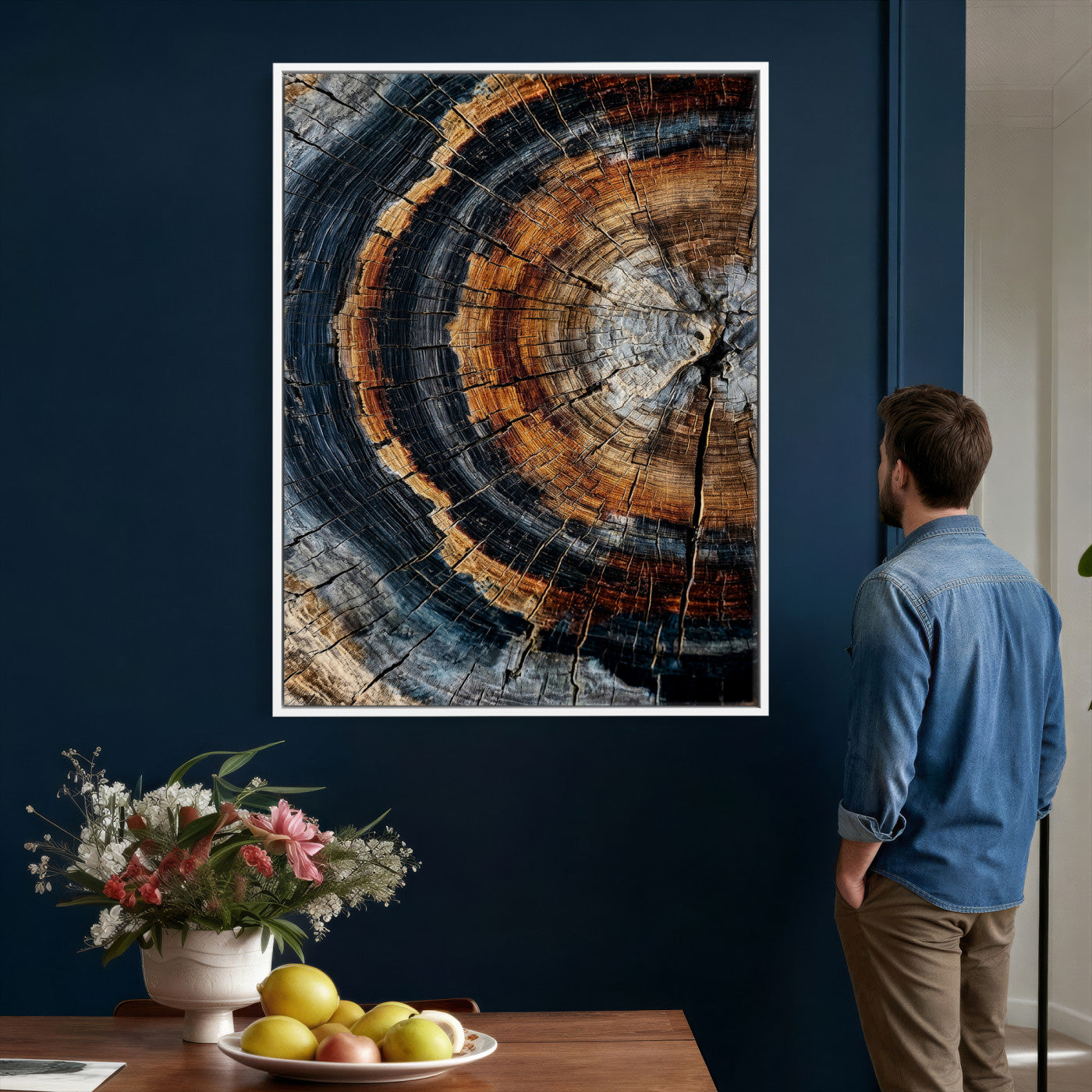 Abstract Wood Grain Canvas Print, Tree Ring Pattern Wall