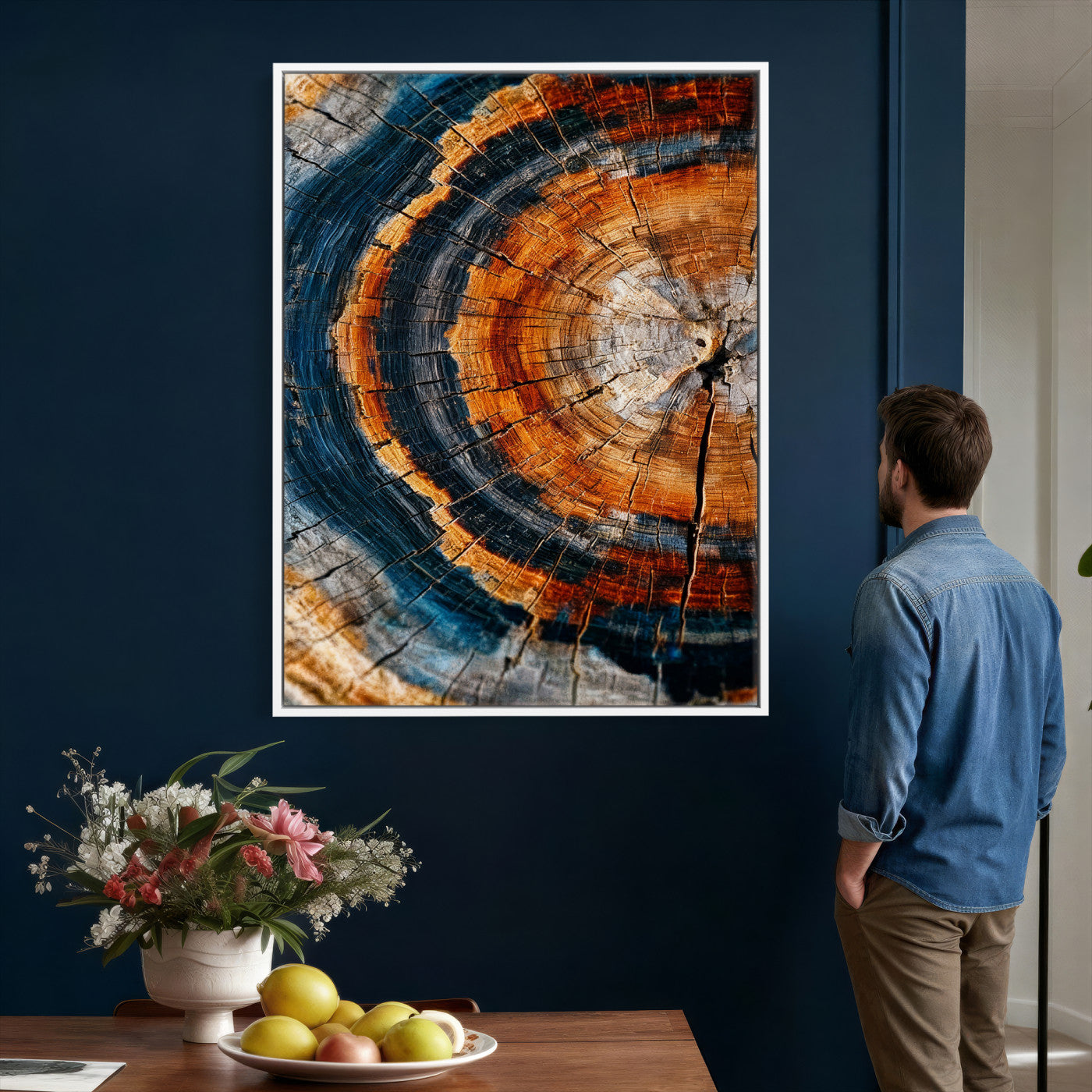 Abstract Wood Grain Canvas Print, Tree Ring Pattern Wall