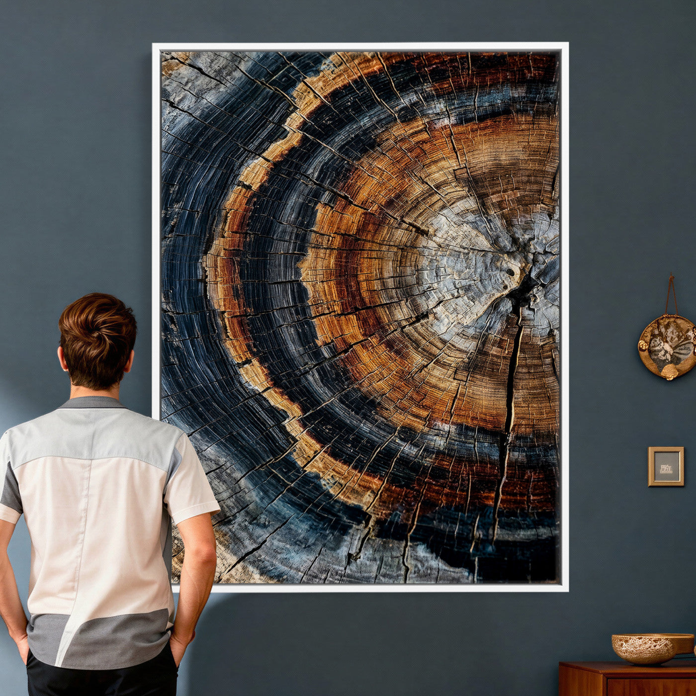 Abstract Wood Grain Canvas Print, Tree Ring Pattern Wall