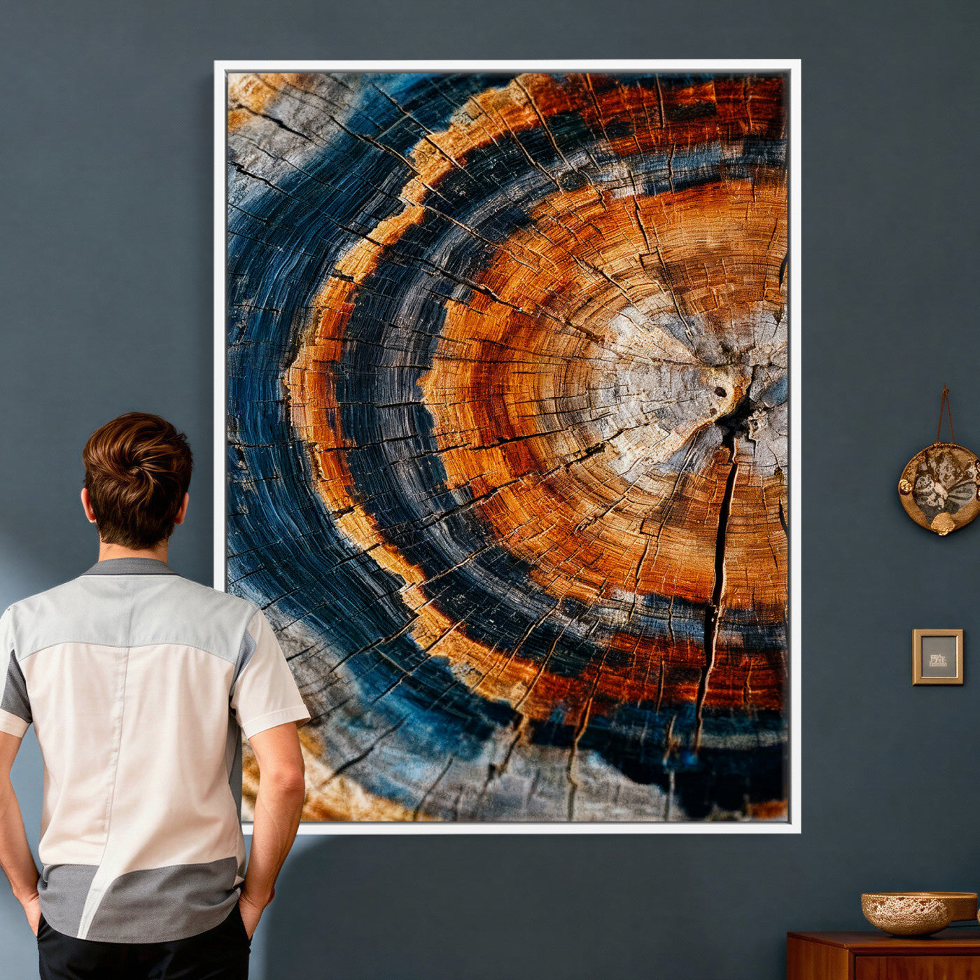 Abstract Wood Grain Canvas Print, Tree Ring Pattern Wall