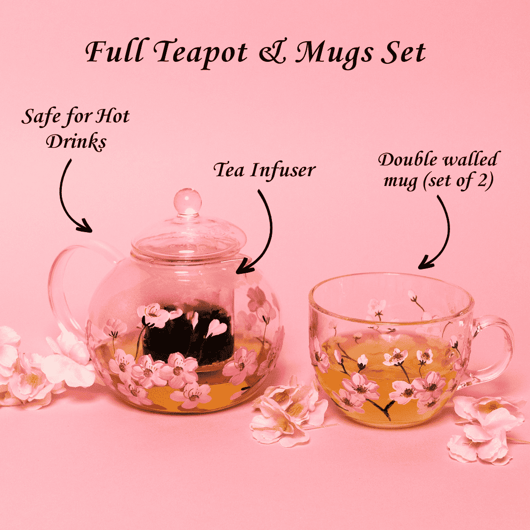 Painted Cherry Blossom Tea Pot
