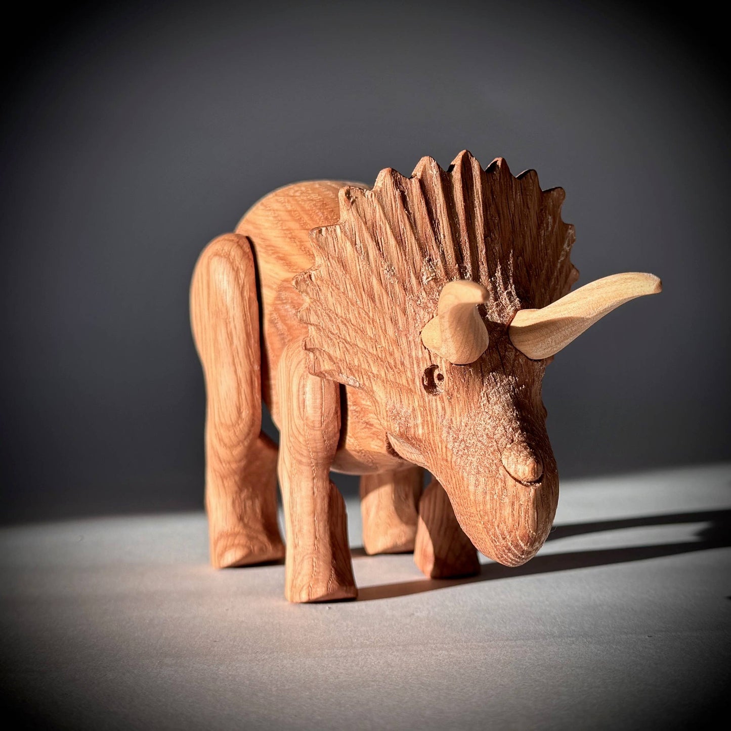 Wooden Triceratops Dinosaur with Magnetic Joints