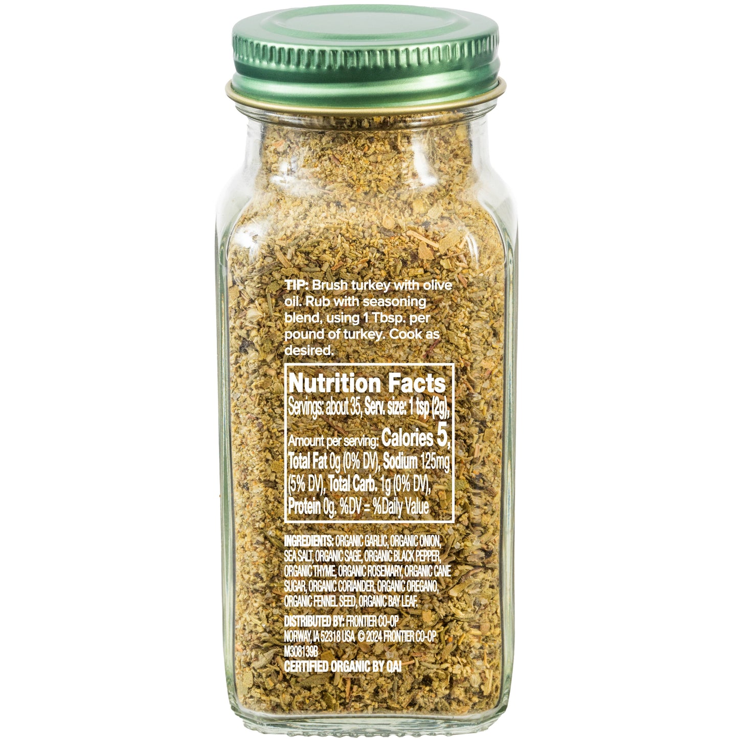 Savory Herb Turkey Rub, Certified Organic, Kosher, 2.43 Oz
