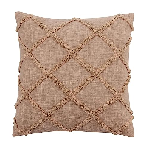 Fennco Styles Diamond Tufted Cotton Decorative Throw Pillow Cover 20" W x 20" L - Geometric Cushion Case for Home, Couch, Living Room, Bedroom, Office and Holiday Décor