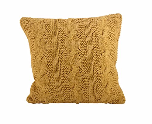 Fennco Styles Cable Knit Design Cotton Throw Pillow 20 x 20 Inch Throw Pillow for Home, Couch, Living Room and Bedroom Decor