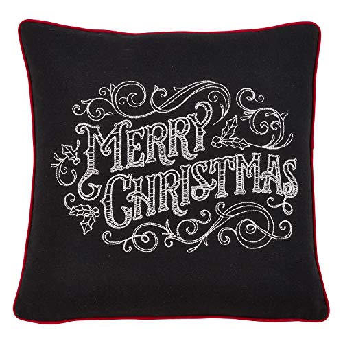 Fennco Styles Tableau Noir Collection Farmhouse Typography Stitched Pillow and Case – Black Deorcative Pillow and Case for Couch, Living Room and Holiday Décor