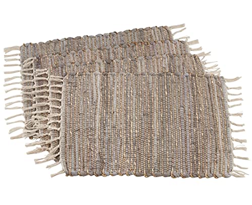 Chindi Cotton Jute Table Runner with Fringe 16 x 72 Inch - Blue-Grey Table Cover for Home, Dining Room, Banquets, Family Gathering and Special Occasion