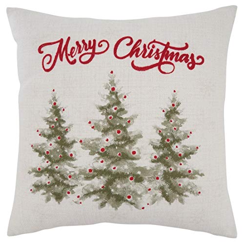 Merry Christmas Holiday Trees Decorative Throw Pillow 18" W x 18" L — accent cushion for living room bedroom and sofa