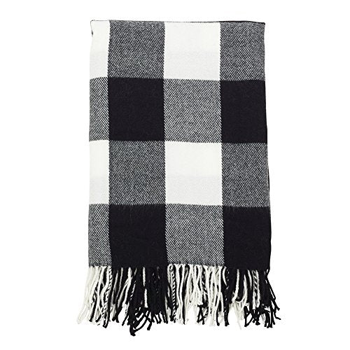 Classic Buffalo Check Fringe 50 x 60 Inch Throw — cozy home accent blanket for living room or bed