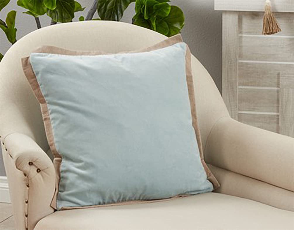 Fennco Styles Classic Cotton Velvet Flange Decorative Throw Pillow 20" W x 20" L - Woven Cushion for Home, Couch, Bedroom and Office Décor