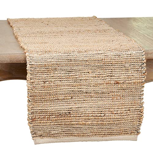 Chindi Design Cotton Jute Table Runner 16" W x 72" L - Natural Handwoven Table Cover for Home, Dining Room, Banquets, Family Gatherings and Special Occasions
