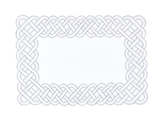 Fennco Styles Braid Emroidered Metallic Border Table Runner 16" W x 54" L - Silver Table Cover for Home Décor, Everyday Use, Christmas, Banquets and Special Events