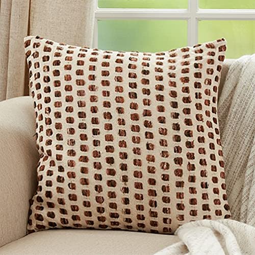 Woven Cotton Decorative Throw Pillow 16" W x 24" L - Brown Rectangular Cushion for Home, Couch, Living Room, Bedroom, Office and Holiday Décor