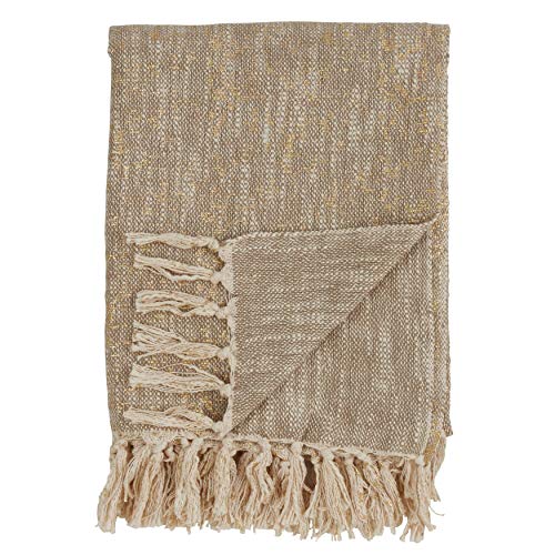 Fennco Styles Unique Metallic Print Design 100% Cotton Throw Blanket with Tassels - 2 Colors