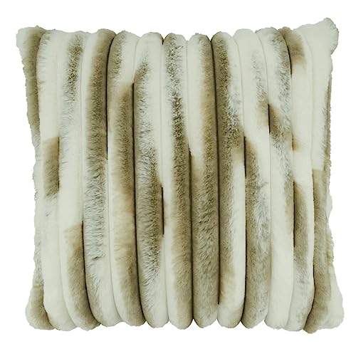 Fennco Styles Striped Faux Fur Decorative Filled Throw Pillow 18" W x 18" L – Black Plush Cushion for Couch, Bedroom, Living Room and Office Décor