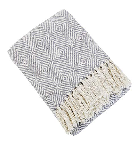 Sevan Collection Soft 100% Cotton Diamond Weave Throw Blanket, 50" W x 60" L