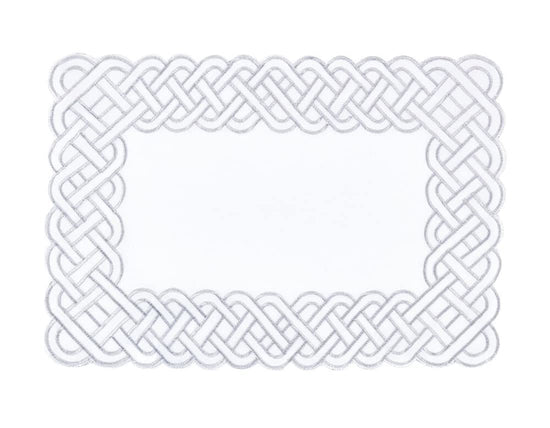 Fennco Styles Braid Emroidered Metallic Border Table Runner 16" W x 54" L - Silver Table Cover for Home Décor, Everyday Use, Christmas, Banquets and Special Events