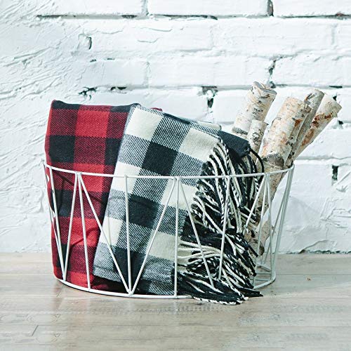 Classic Buffalo Check Fringe 50 x 60 Inch Throw — decorative throw blanket for sofa couch and bedroom home styling accent