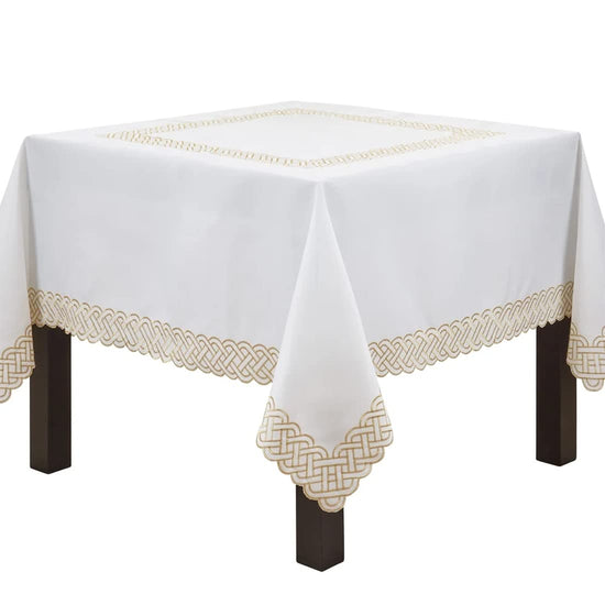 Fennco Styles Braid Emroidered Metallic Border Table Runner 16" W x 54" L - Silver Table Cover for Home Décor, Everyday Use, Christmas, Banquets and Special Events