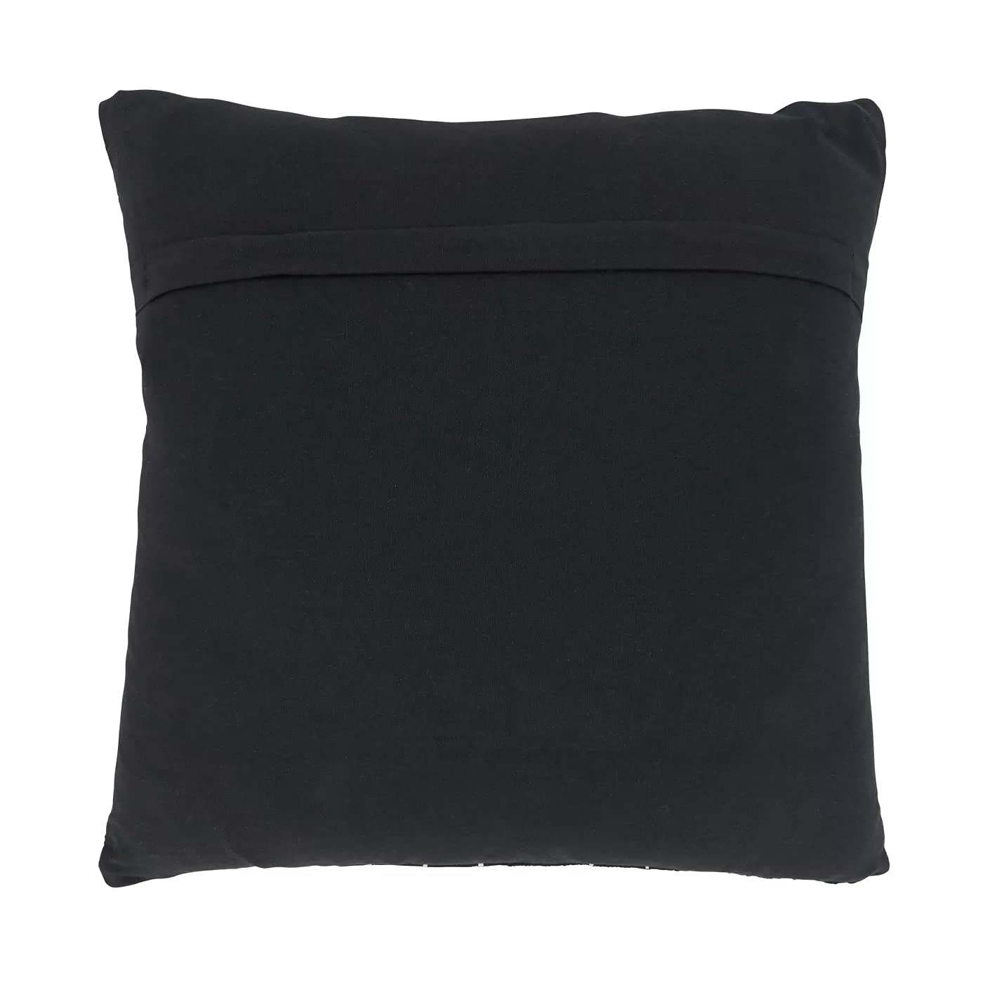 Fennco Styles Stitched Patchwork Cotton Decorative Throw Pillow 18" W x 18" L - Black Square Cushion for Home, Couch, Office, Bedroom and Living Room Décor