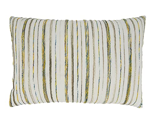 Boho Fringe Striped Decorative Throw Pillow 16" W x 24" L - Natural Cushion for Home, Couch, Living Room, Bedroom, Office Décor