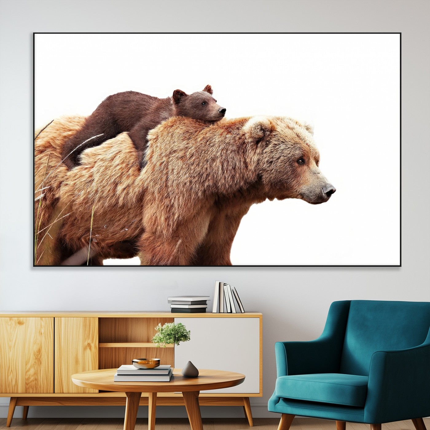 Mother and Baby Bear Canvas Wall Art - Adorable Wildlife