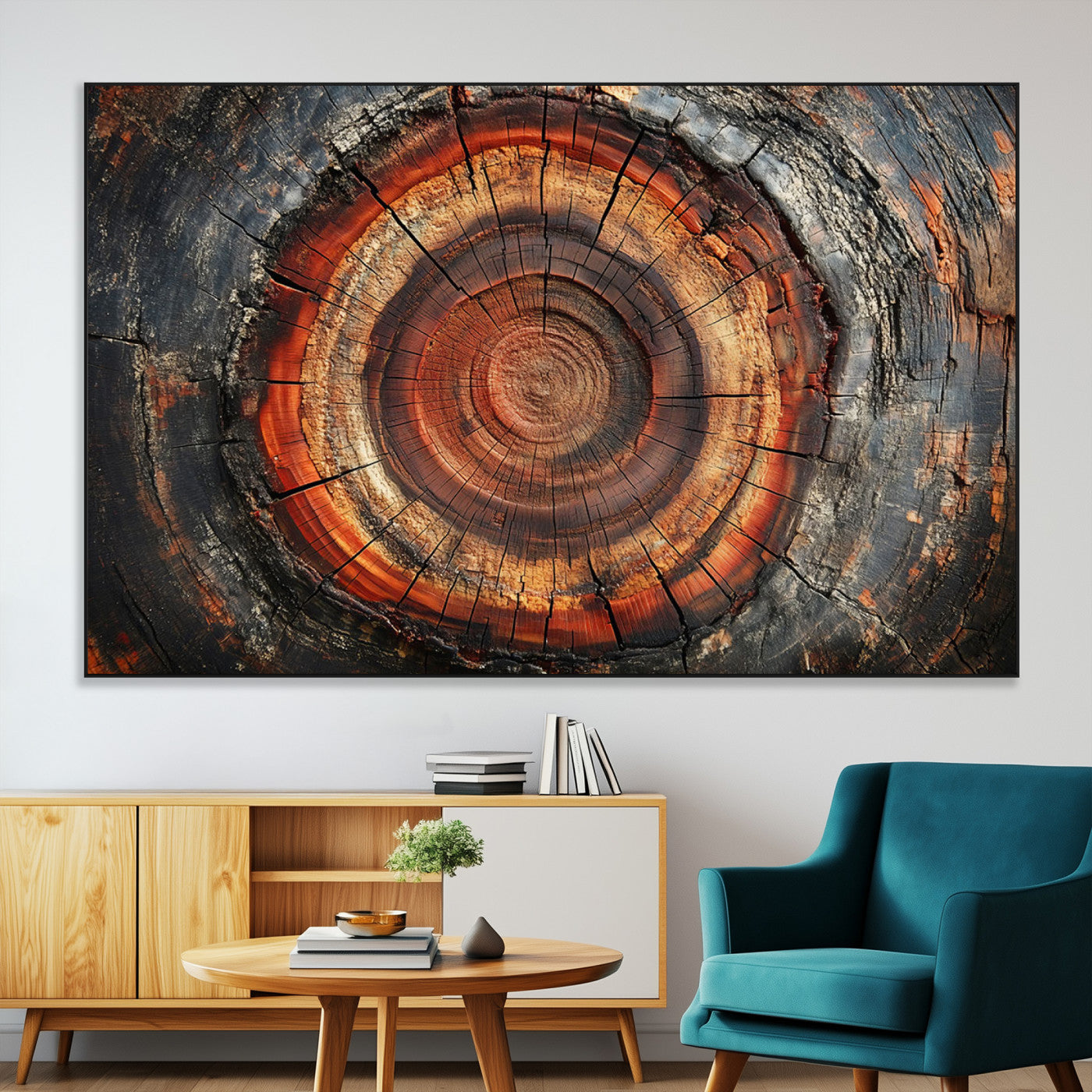 Wood Grain Canvas Wall Art - Framed Abstract Tree Ring