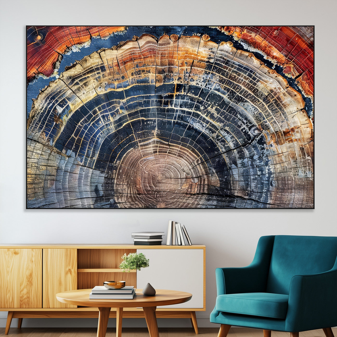 Tree Rings Wall Art Canvas Print – Framed Petrified Wood