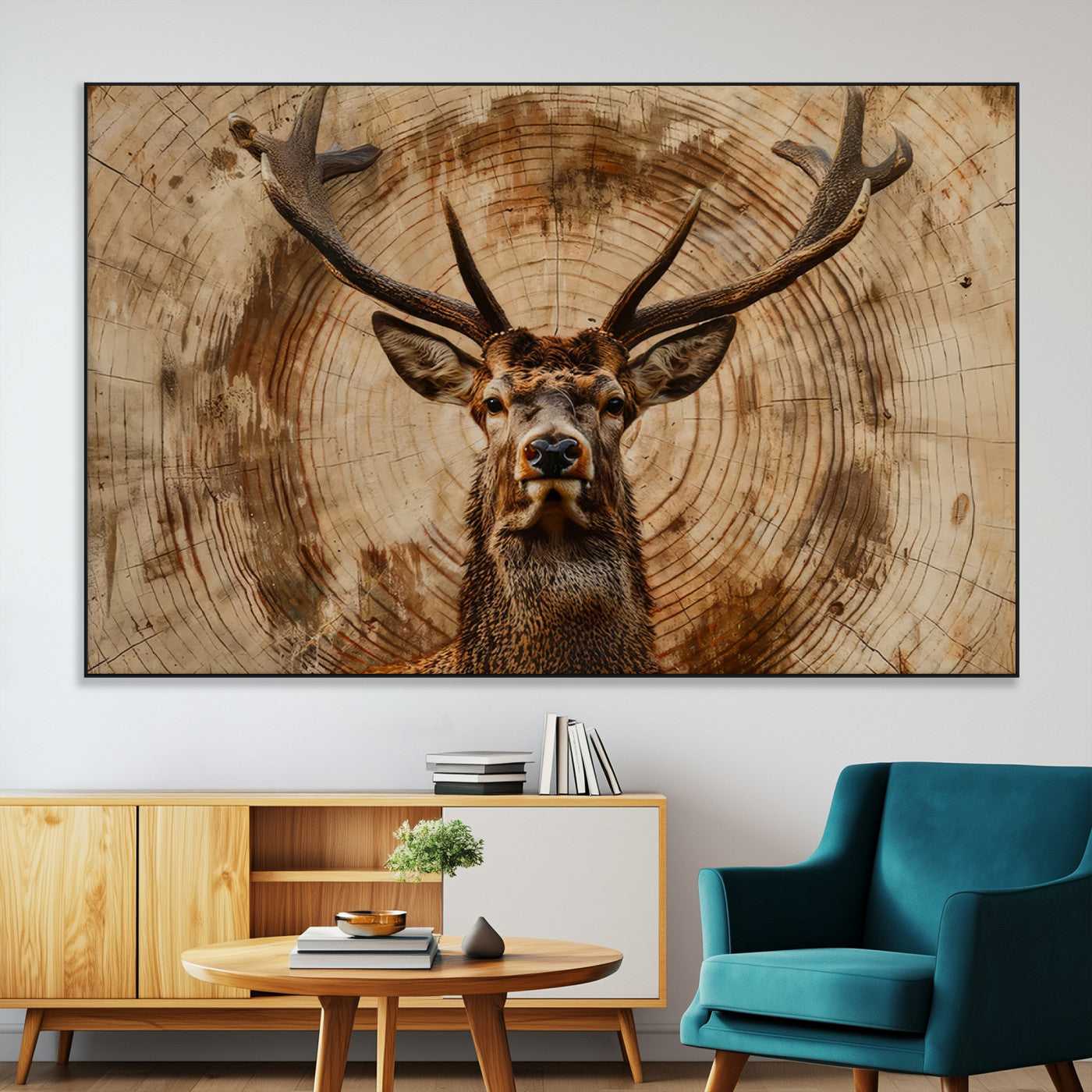Wood Abstract Deer Wall Art | Rustic Wildlife Canvas Print |