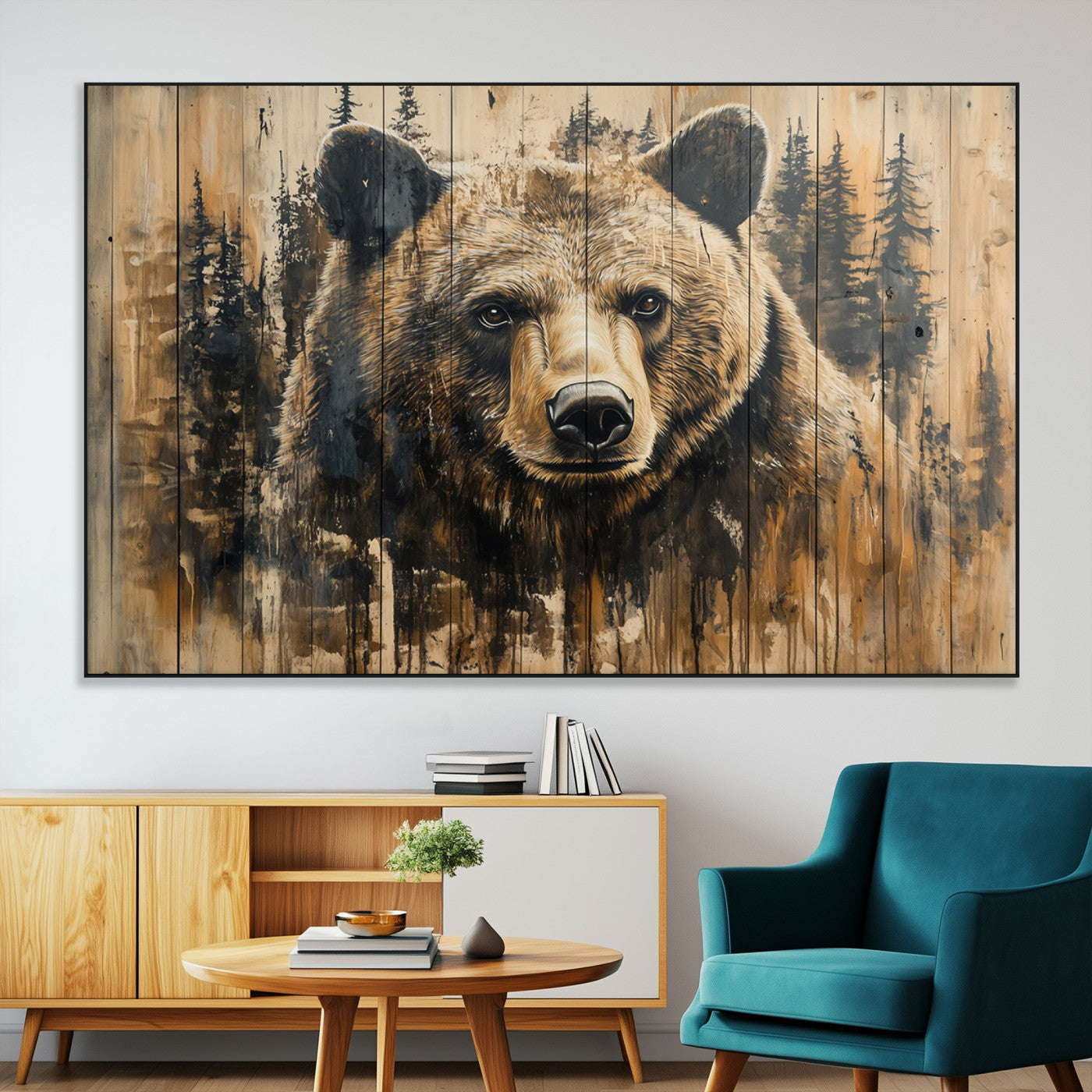 Majestic Grizzly 399 Bear Wall Art | 3-Panel Rustic Canvas