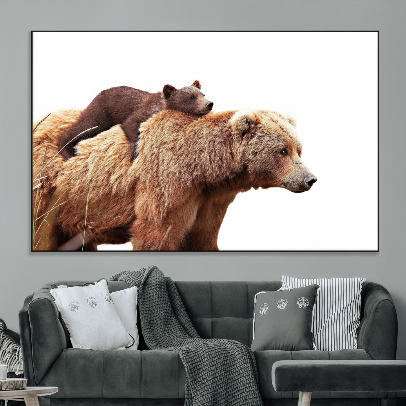Mother and Baby Bear Canvas Wall Art - Adorable Wildlife