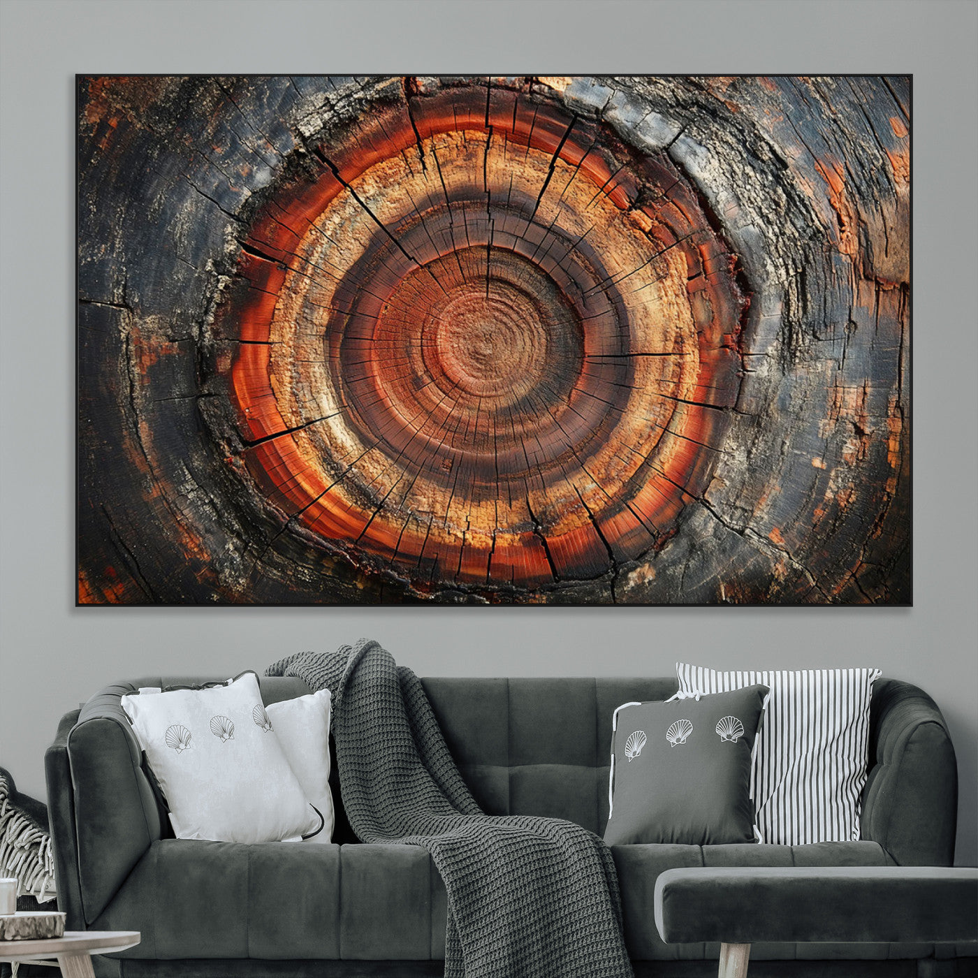 Wood Grain Canvas Wall Art - Framed Abstract Tree Ring