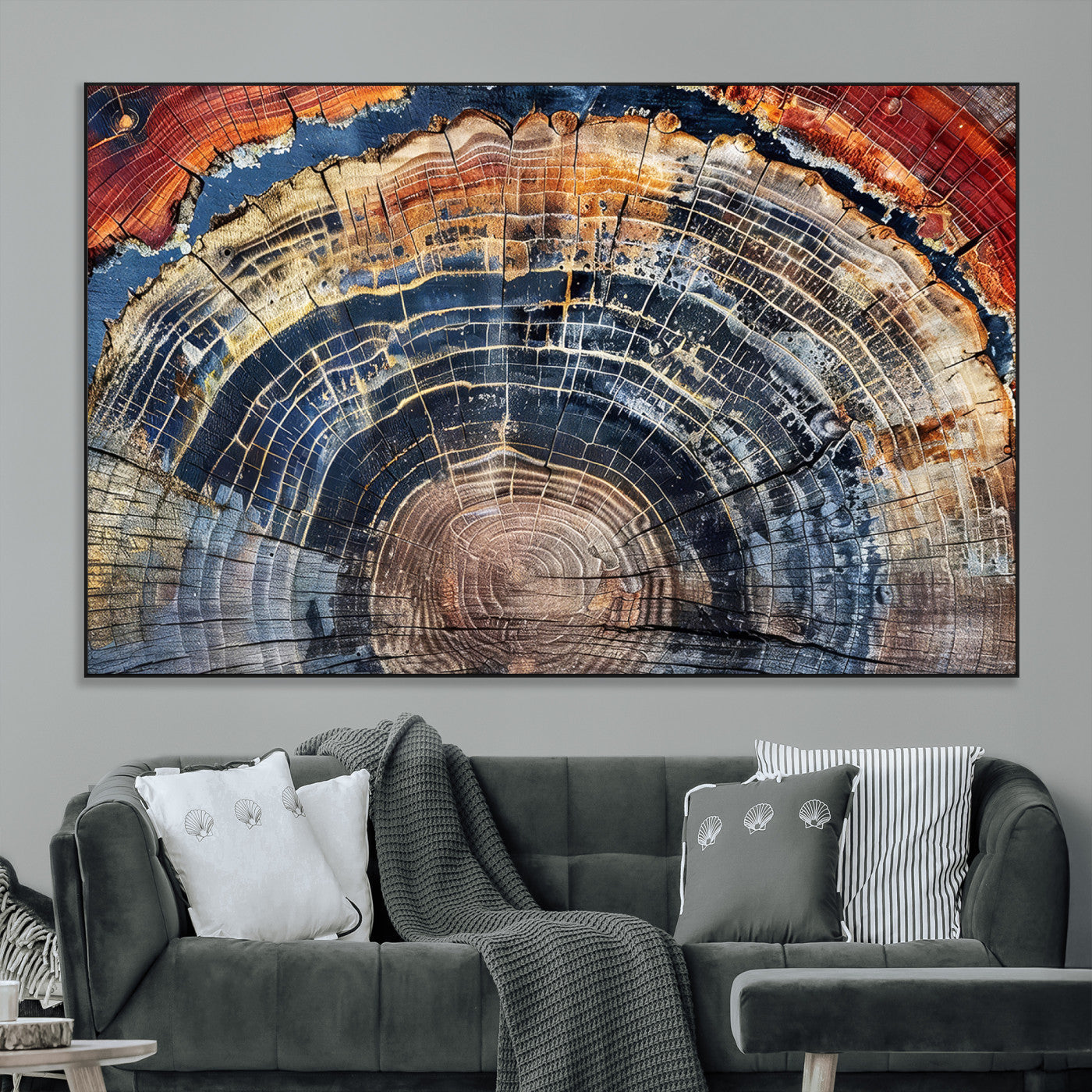 Tree Rings Wall Art Canvas Print – Framed Petrified Wood