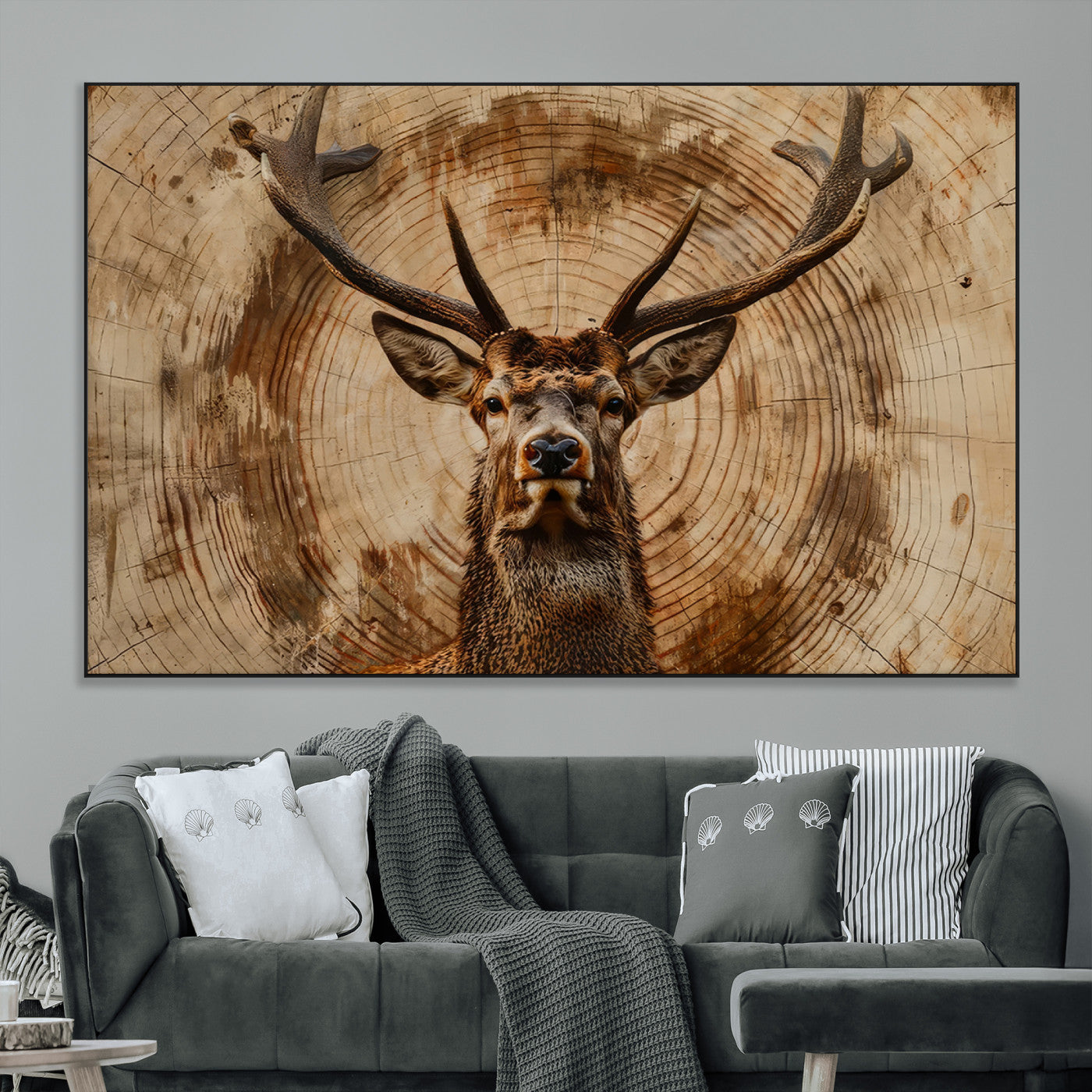 Wood Abstract Deer Wall Art | Rustic Wildlife Canvas Print |