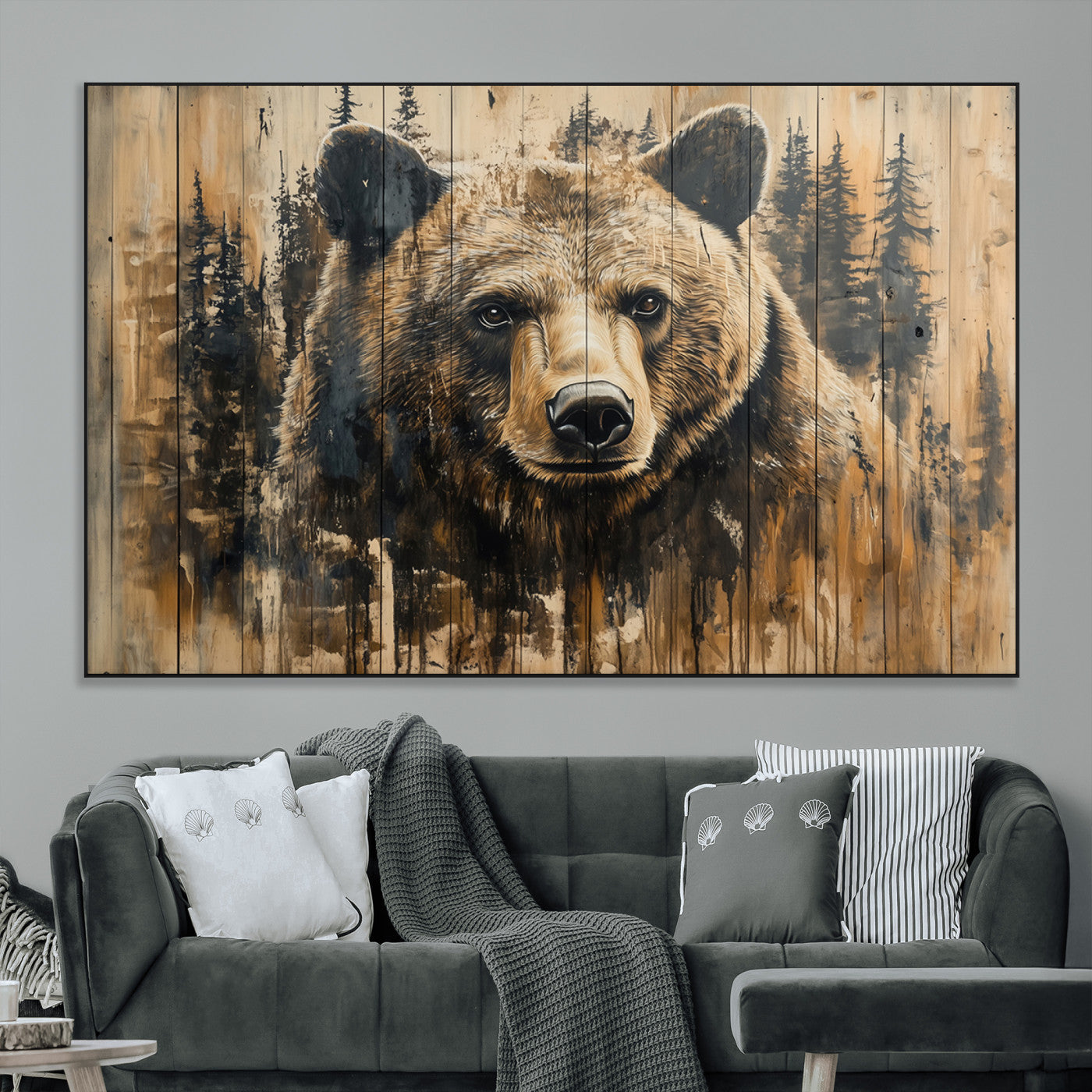 Majestic Grizzly 399 Bear Wall Art | 3-Panel Rustic Canvas