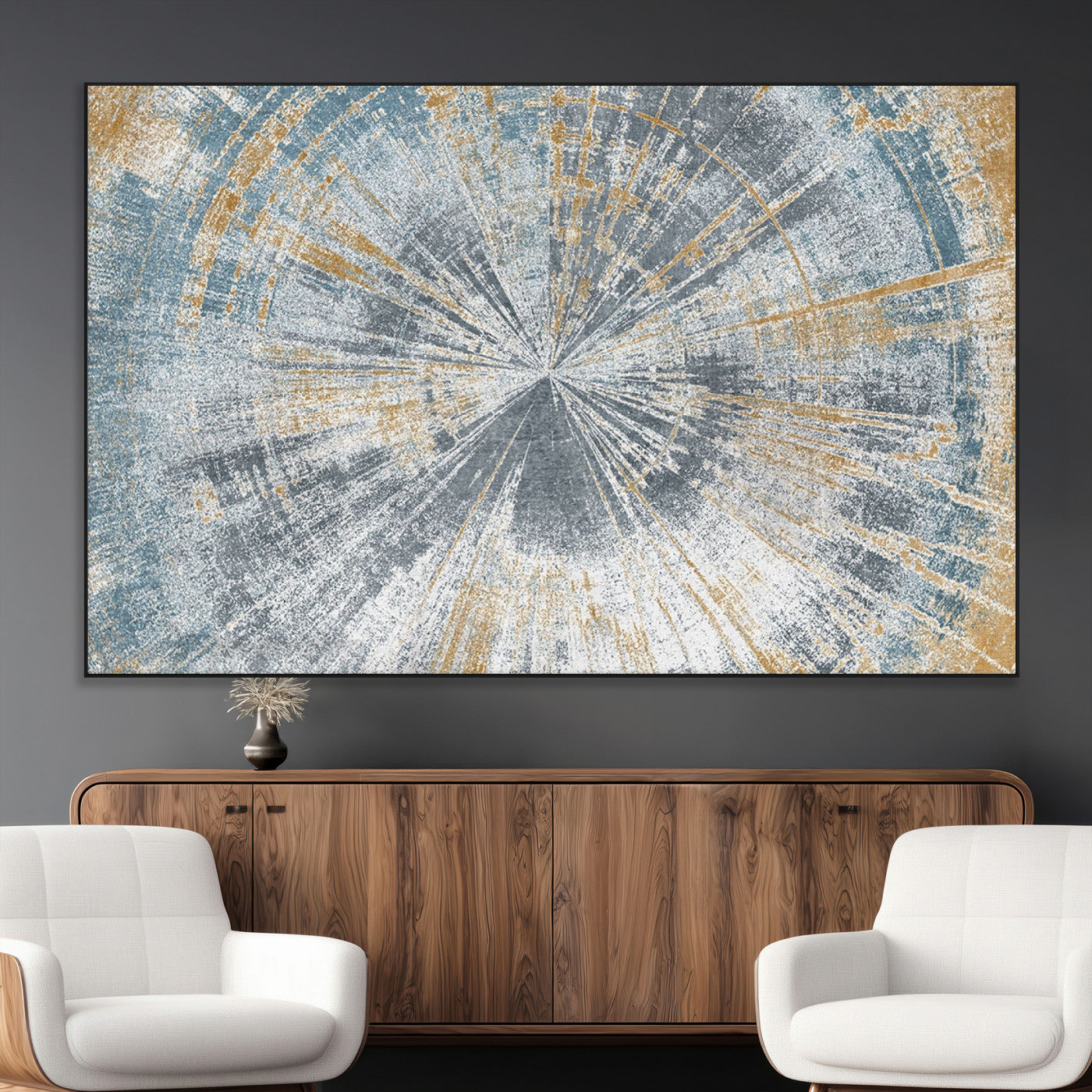 Radiant Abstract Wood Rings Canvas Art – Modern Triptych