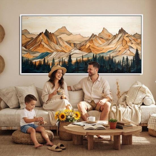 Rustic Wood Mountain Wall Art Print | Triptych Giclee Print
