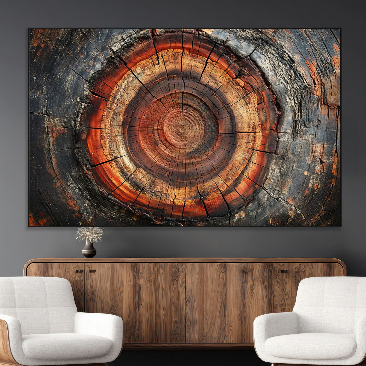 Wood Grain Canvas Wall Art - Framed Abstract Tree Ring