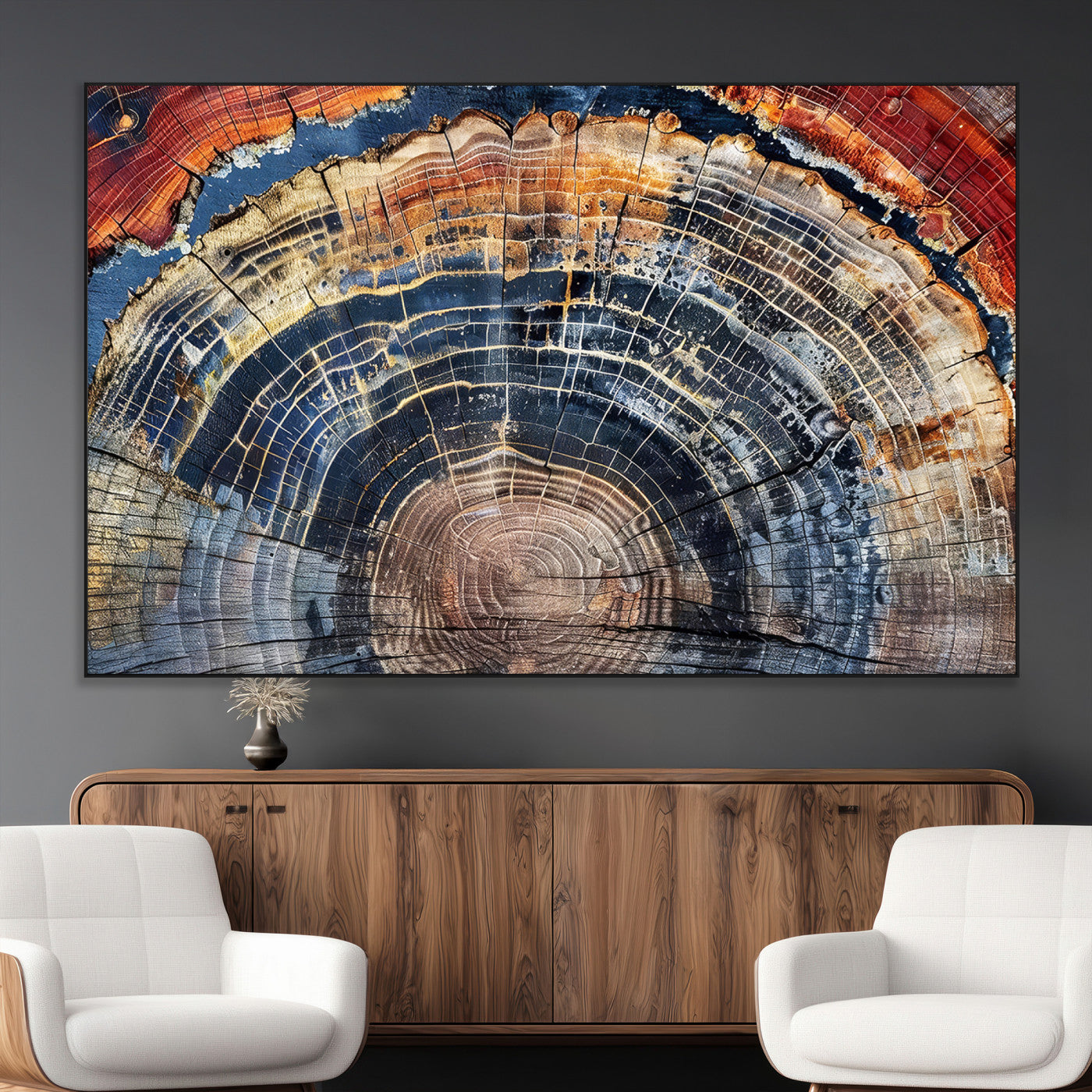 Tree Rings Wall Art Canvas Print – Framed Petrified Wood
