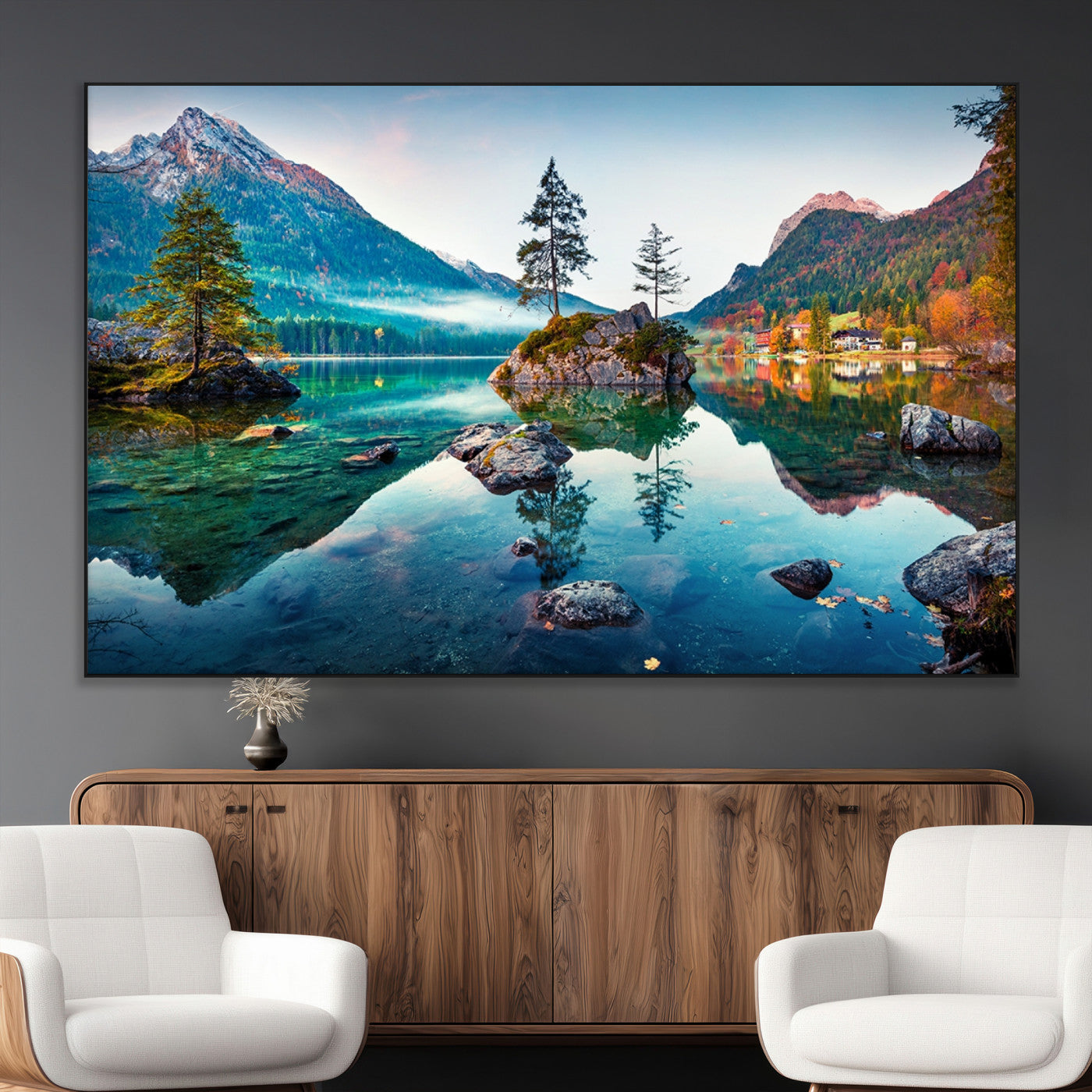 Crystal Clear Lake Wall Art | Mountains Wall Art Canvas | 3
