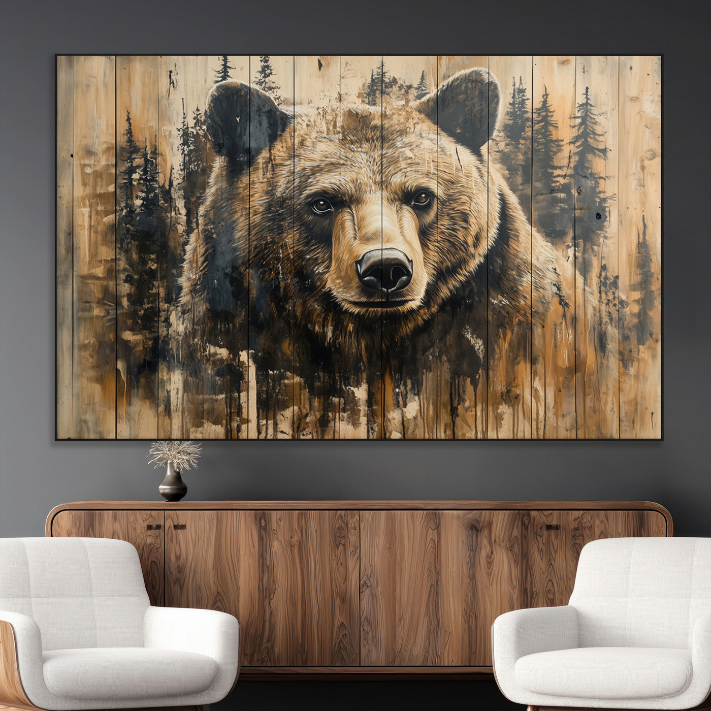Majestic Grizzly 399 Bear Wall Art | 3-Panel Rustic Canvas