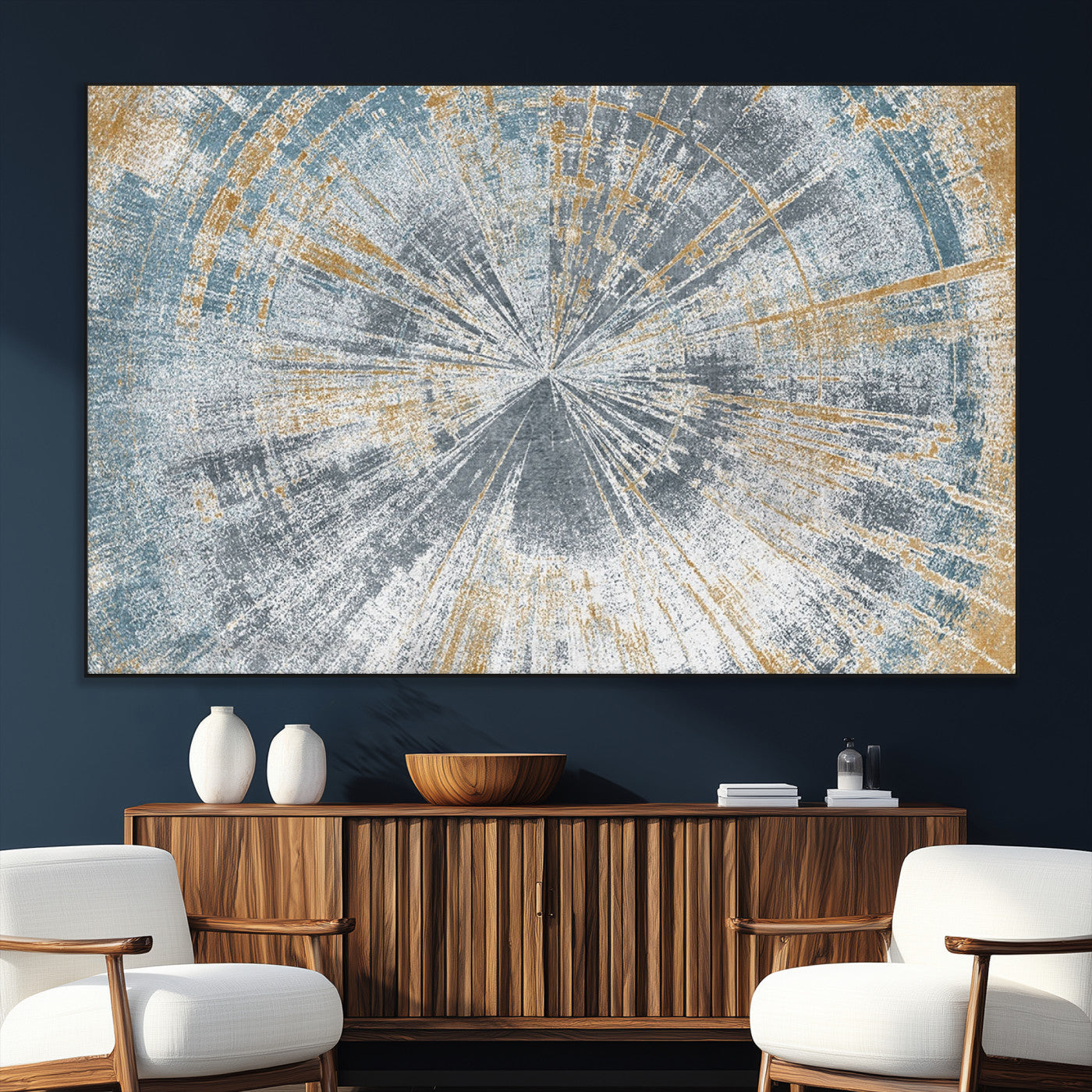 Radiant Abstract Wood Rings Canvas Art – Modern Triptych
